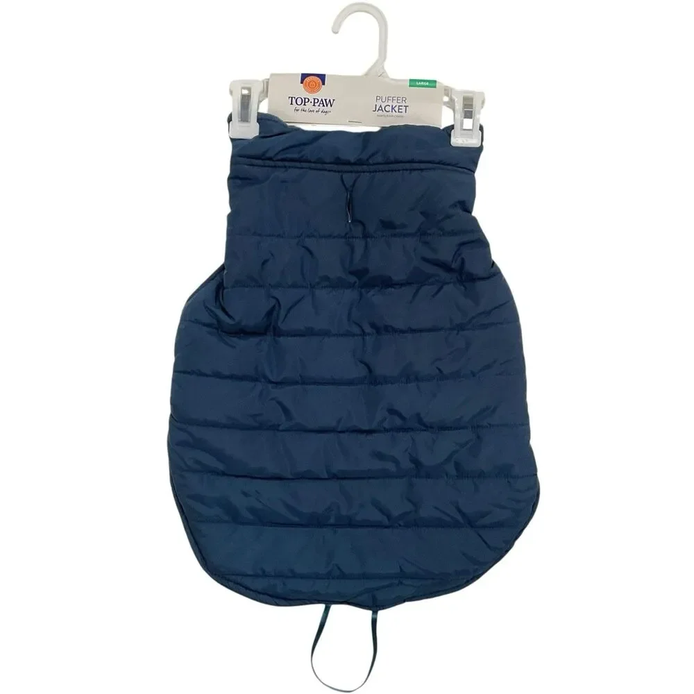 Top Paw Size‎ L (17.5” / 29”) Blue Reversible Dog Puffer Jacket Warm Winter NWT